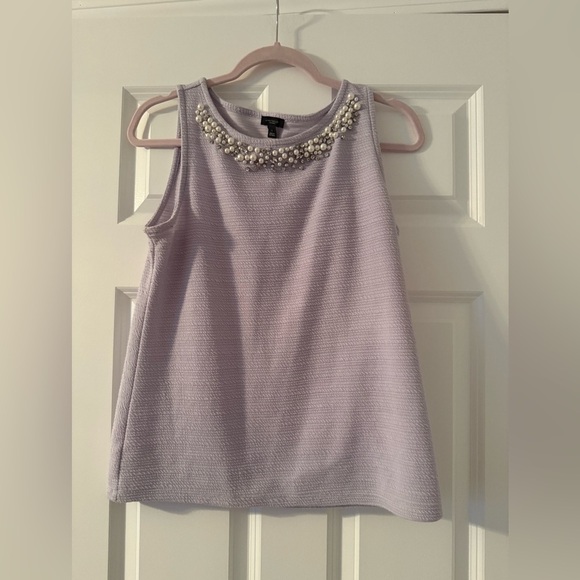 Ann Taylor Factory Tops - Ann Taylor Factory | Lilac Pearl Beaded Neck Sleeveless Top Blouse | Size S